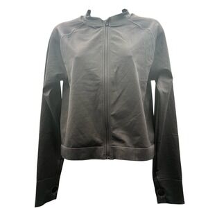 Joy lab‎ long sleeve Tee cropped full zip up black size XL. pit to pit 18 NWT